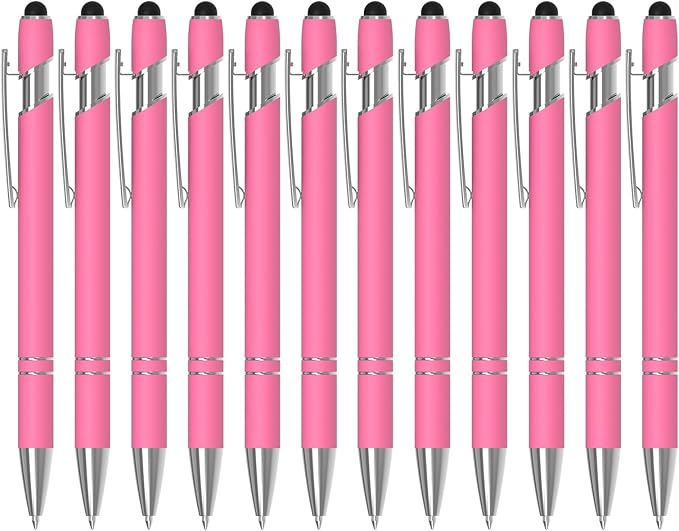 Actsun 12 Pack Pink Stylus Pens, 2-in-1 Ballpoint Pen by ACTSUN