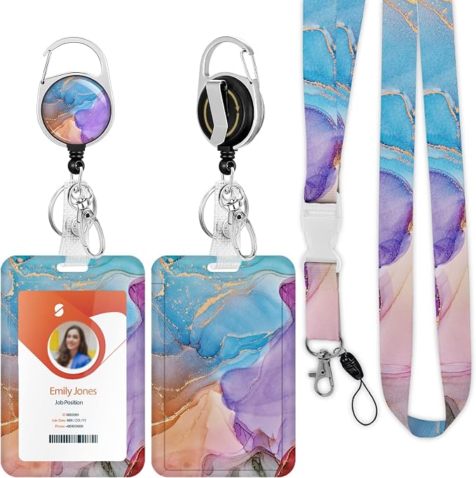 ID Badge Holder with Lanyard, Retractable ID Badge Card Holders Detachable Neck by Boutilon
