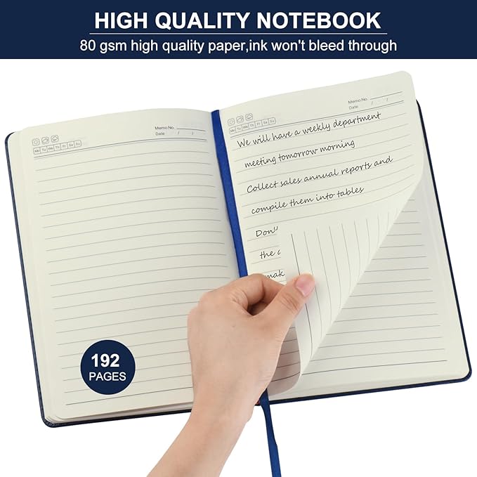 ZCZN 6 Pack Lined Journal Notebooks, 192 Pages A5 Hardcover Leather Journals for Work,Writing,School & Travel, College Ruled Journaling Notebooks for Notes Taking,Diary Notepad (Blue*6)-DeskLoop Office