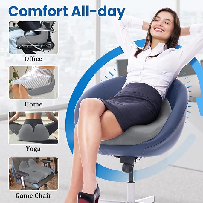 CushZone Seat Cushion, Memory Foam Office Chair Seat Cushion - Image 5