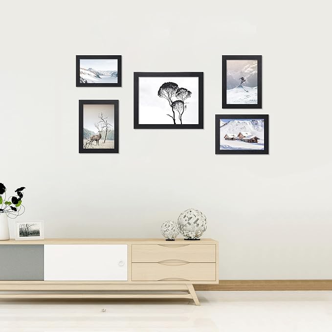 ELSKER&HOME 5x7 Picture Frame Black Set of 6 Glass | Multi Photo Frames Collage - Image 3