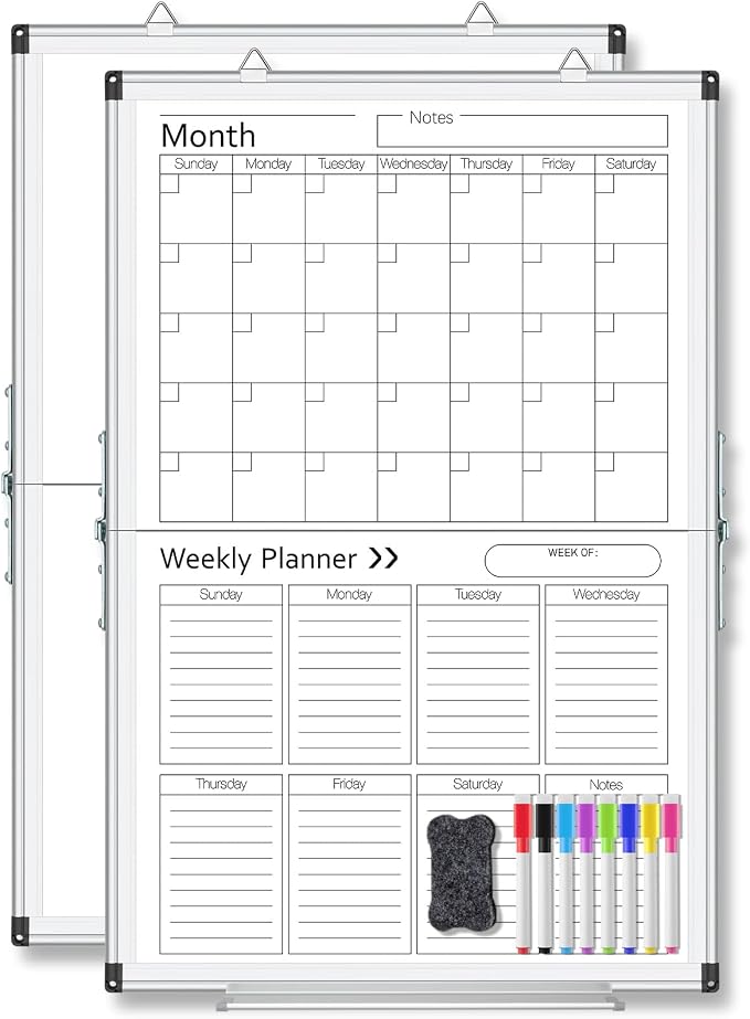 Lincia 24" x 16" Magnetic Vertical Monthly and Weekly Dry Erase Calendar by Lincia