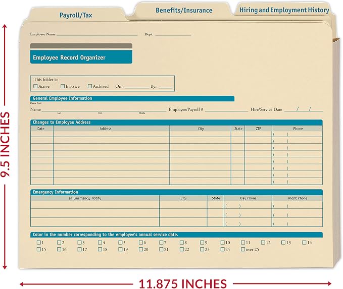 ComplyRight Employee Record Organizer 3-Folder Set, Document Filing Folder - Image 5