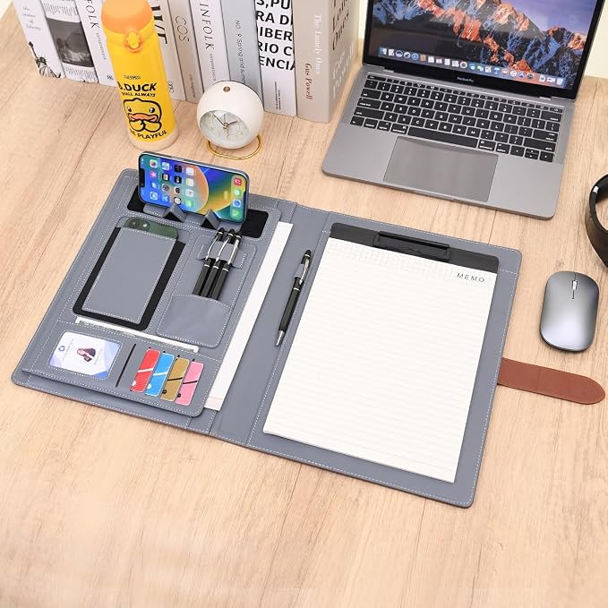 Wason Portfolio Padfolio A4 Leather PU Folder File Document Holder Case - Image 3