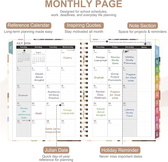 Planner 2026-2027, Weekly and Monthly Academic Year Calendar Planner, July 2026 - Image 3