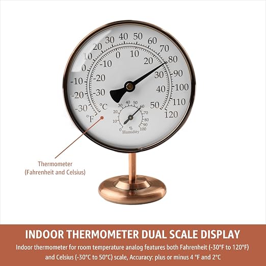 Foxyoo 4-Inch Indoor Thermometer and Humidity Gauge, Room Analog Temperature - Image 3
