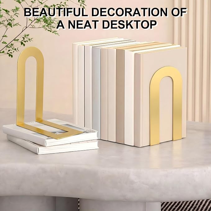 Chunful 6 Pcs Modern Metal Book Ends - Image 2