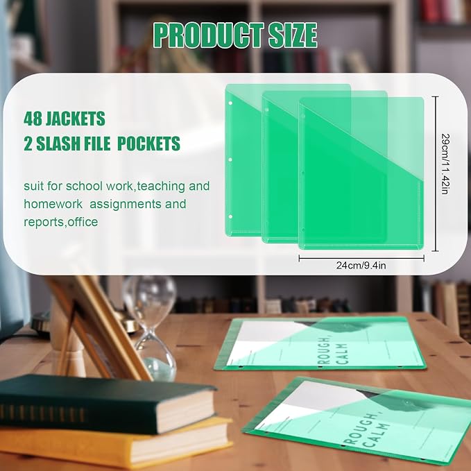 Seajan 48 Pcs Pocket Folders for 3 Ring Binder Clear Plastic Folders Sleeves - Image 3