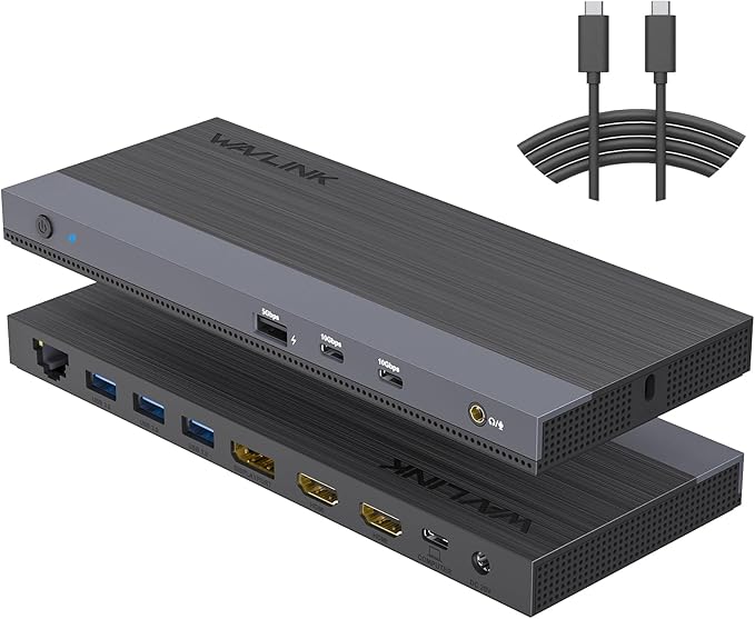 WAVLINK USB C Docking Station Dual Monitor Triple Display USB Type C to Dual HDMI Dock, 2 HDMI, DisplayPort, 100W PD3.0 for Laptop, Ethernet, 4 USB 3.0, 2 USB C, Audio-DeskLoop Office