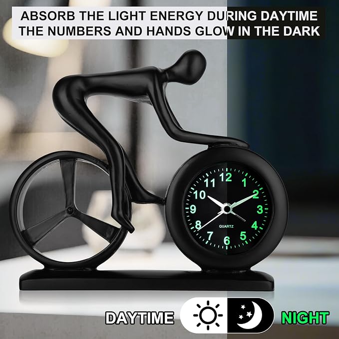 CIGERA Racing Bicycle Desk Alarm Clock Battery Operated, Glow-in-The-Dark Dial - Image 2