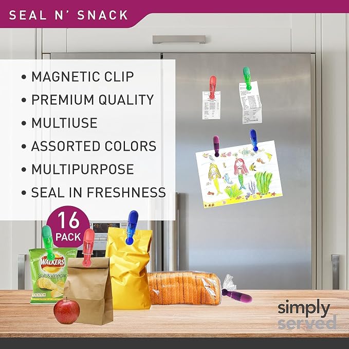 Seal N Snack Magnetic Chip Clips, Keep Pantry Foods Fresh - Image 2