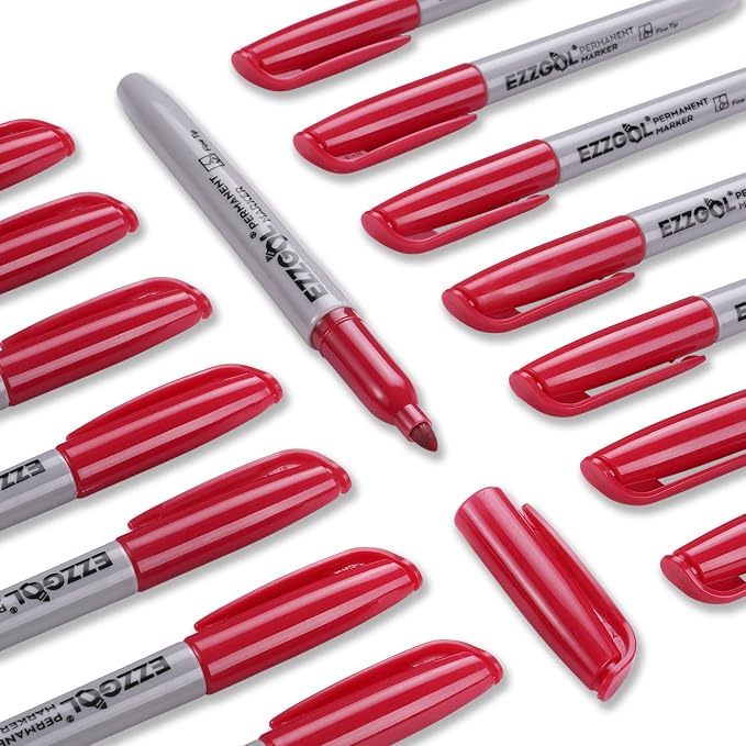 Ezzgol Permanent Markers Bulk, 72 Pack Red Permanent Marker Set, Fine Tip - Image 7