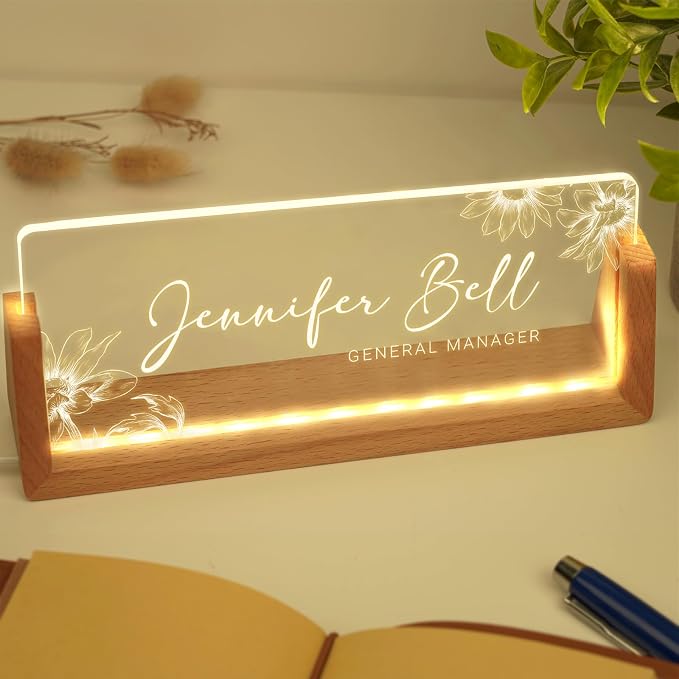 Custom Name Plate for Desk, Personalized Light Up Acrylic Desk Name Plate - Image 8