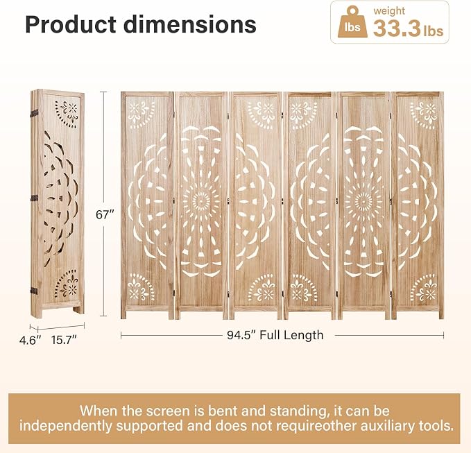 66.9Inch Wooden Room Partition - Image 6