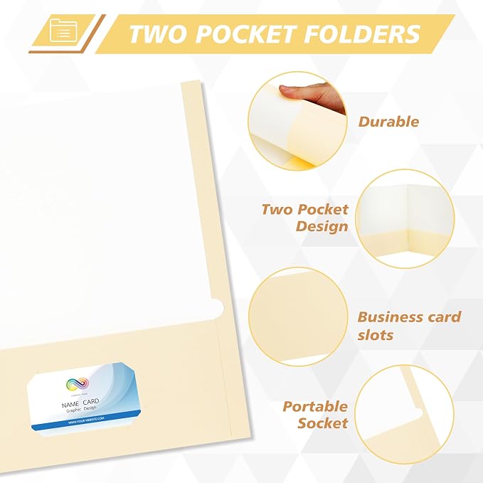 50 Packs Two Pocket Folders, Two Pocket File Folders - Image 3