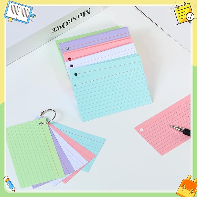 250 Count Colored Index Cards 3x5 Inch Heavyweight Flash Cards - Image 3