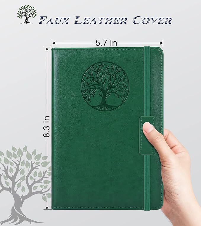Lined Journal Notebook for Women Men,256 Pages A5 Hardcover Leather Journals for Writing,Travel,Business,Work & School,College Ruled Notebooks for Note Taking,Diary Notepad 5.7"×8.3"(green)-DeskLoop Office