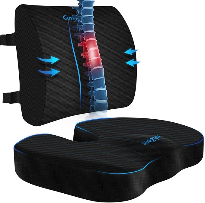 CushZone Ergonomic Seat Cushion & Lumbar Support Pillow by CushZone