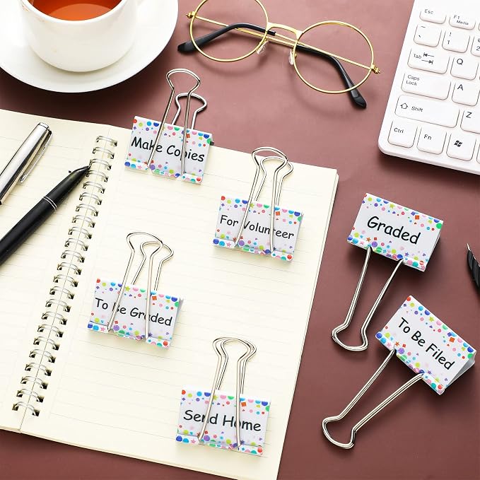 Tenare 6 Pieces Teacher Essentials Large Binder Clips 2 Inches Teacher Binder - Image 3