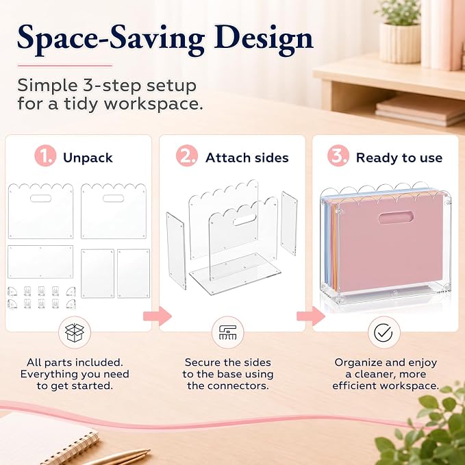 Jingmore Clear Acrylic File Organizer, Decorative Hanging File Box - Image 6