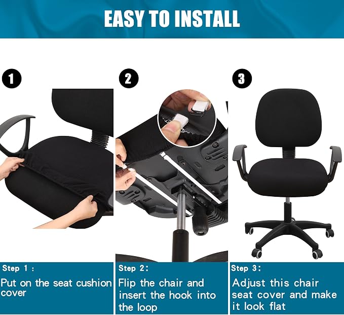 Smiry Stretch Jacquard Office Computer Chair Seat Covers, Removable Washable - Image 7