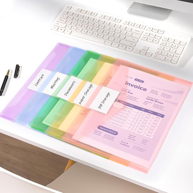 Sooez 36 Packs Plastic Envelopes Plastic File Folders, Fresh Colors - Image 5