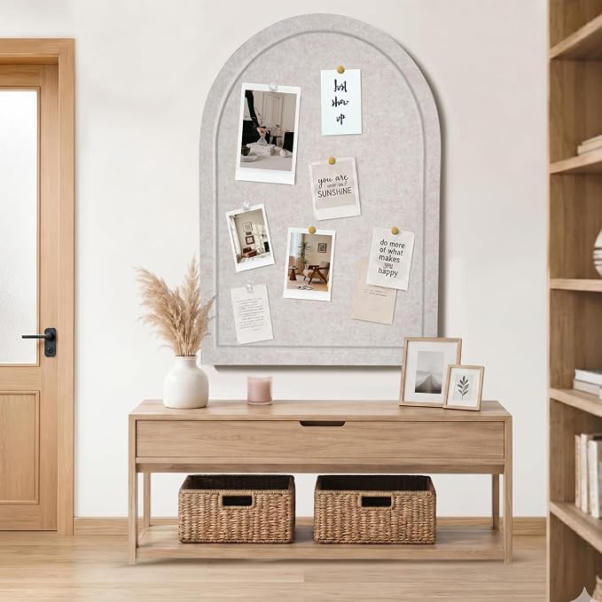 Arched Felt Bulletin Board, Sized 36" x 24" Cork Board Alternative Grooved Edge - Image 2