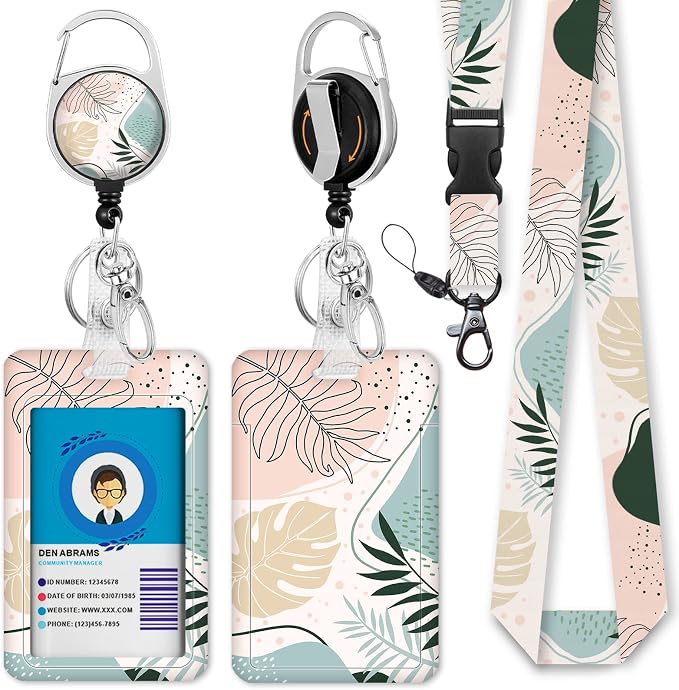 Desert Leaf Lanyards for Id Badges, Boho Id Card Holders for Badges by IMMATURUS
