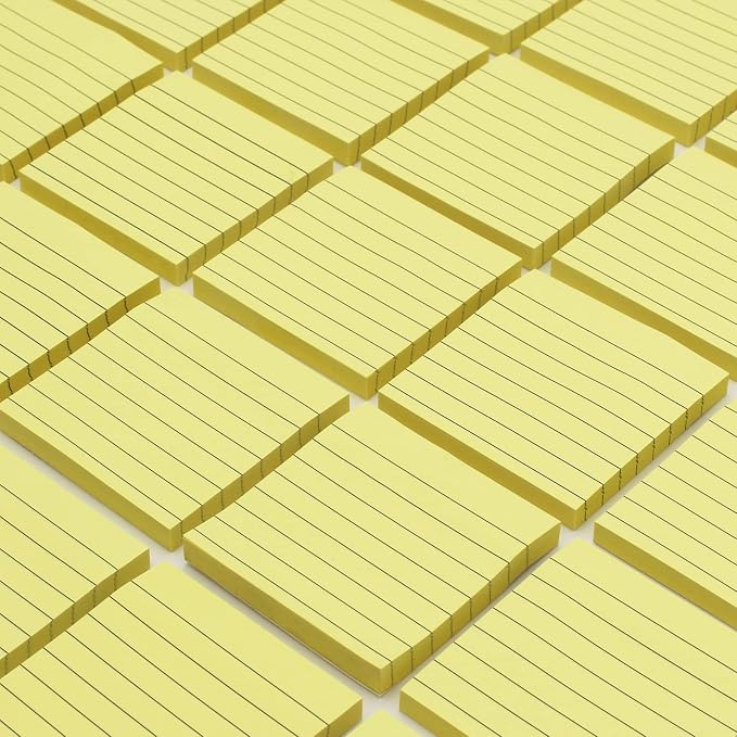 Lined Sticky Notes, 3x3 Inch, 600 Sheets Self-Stick Notes, Pastel Yellow Color - Image 3