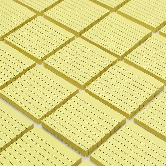 Lined Sticky Notes, 3x3 Inch, Self-Stick Notes, Pastel Yellow Color Pads/Pack - Image 3
