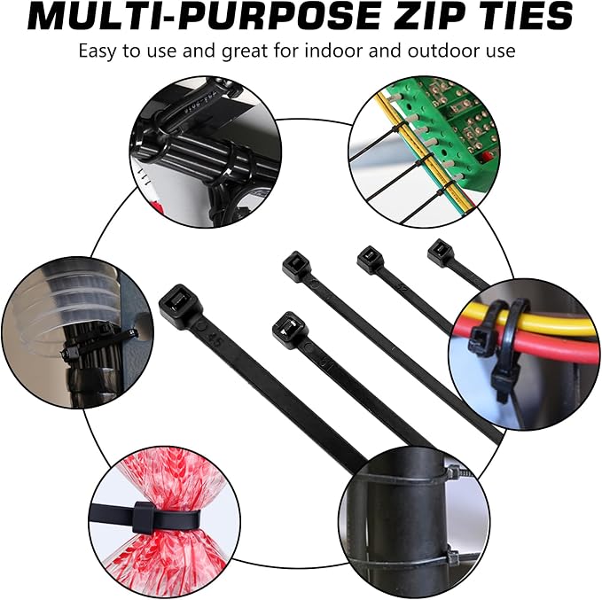 Zip Ties 8 inch, 5000 Pack Black Zip Ties, Self-Locking Nylon Cable Ties - Image 6