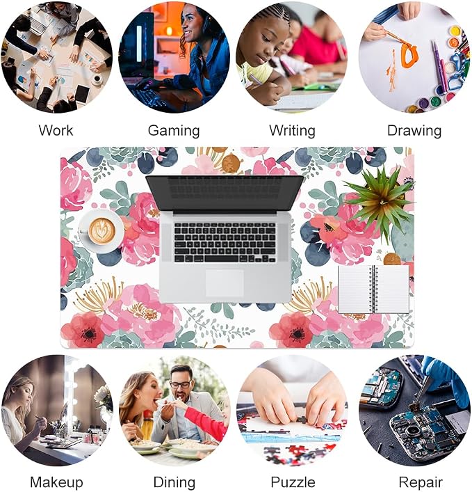 QIYI Large Mouse Pad, Women Girls PU Leather Waterproof Gaming Mousepad - Image 5