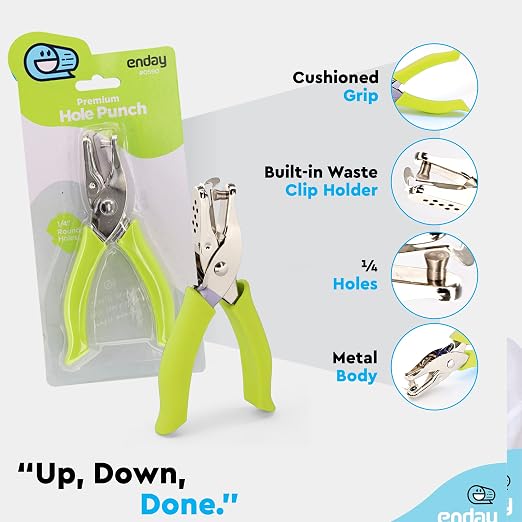 Single Hole Punch Metal Green, 1/4” Hole Puncher - Image 3