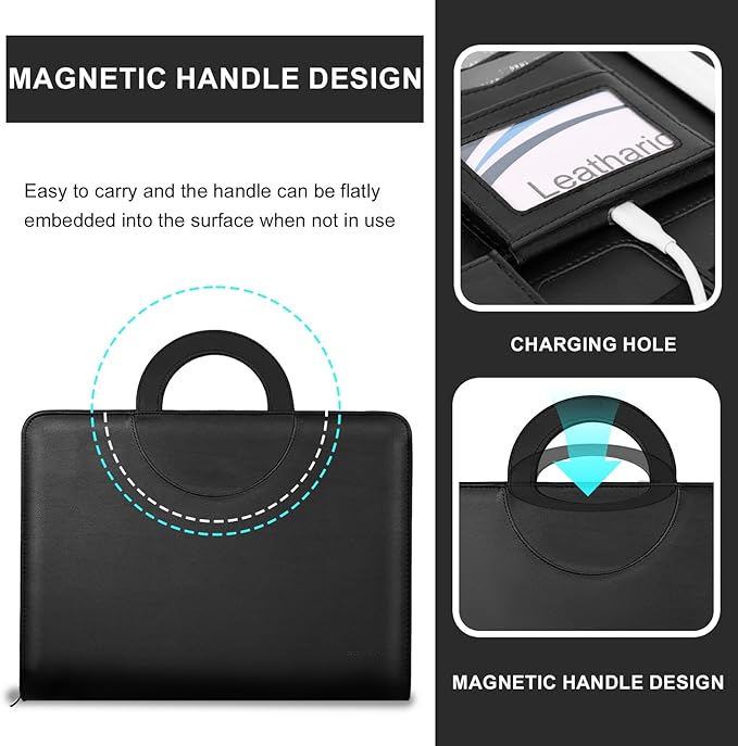 Leathario Portfolio Binder, Includes 5 Folder Index Dividers, 13 Inch Tablets - Image 4