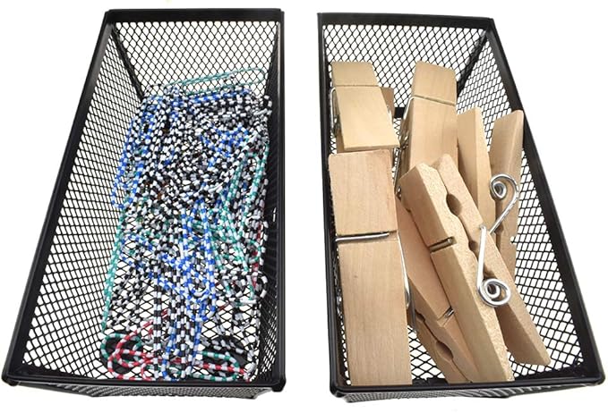 HAHIYO Stackable Mesh Tray Cup 6 x 3 x 2 inches Sturdy Container for Desk Drawer Organizer Collection for Home Office School kitchen Soft Foam Feet No Sharp Edges 2 Pack Black-DeskLoop Office