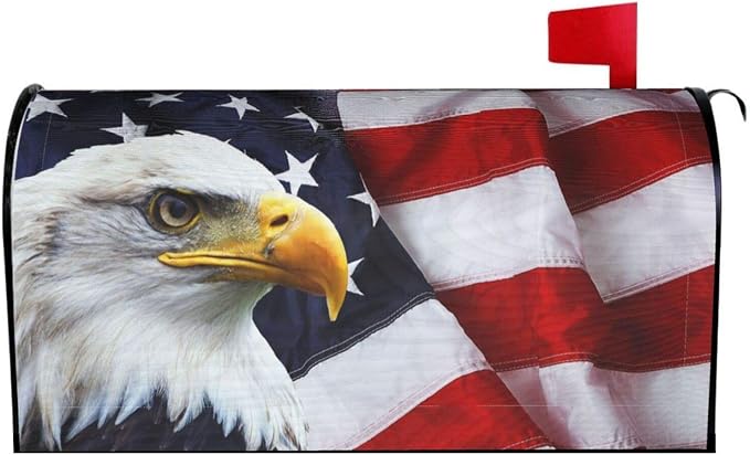 Ouqiuwa American Flag Welcome Magnetic Mailbox Cover, Mailbox Wrap Decorative - Image 2