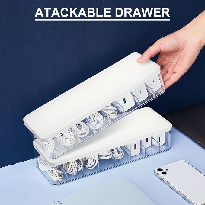 Tatuo 1 Pcs Cord Organizer for Drawer Desktop, Cable Organizer Box - Image 4