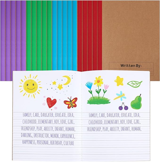 Henoyso 20 Pcs Primary Composition Notebook 9 3/4 x 7 1/2 Inch Kids Journal, Back to School Supplies, K-2 Primary Writing Notebook for Kids Student Draw and Write Story Journal (Fresh Color)-DeskLoop Office