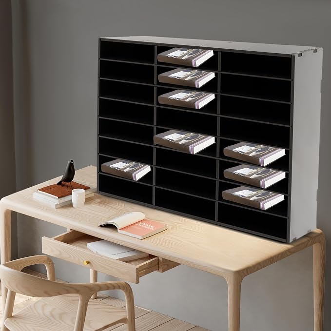 Mail Sorter Organizer, 24 Compartments Black Literature Organizer, Student - Image 4