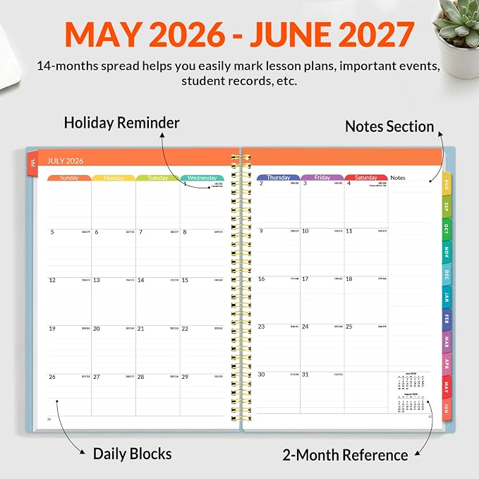 SUNEE Teacher Planner 2026-2027 Academic Year, Lite Lesson Planner Book - Image 3