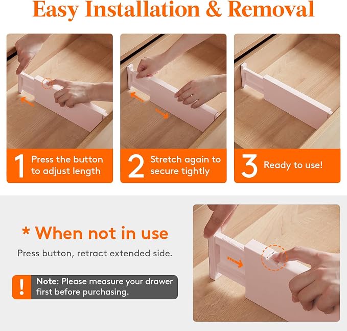 Lifewit 5 Pack 4" High Drawer Dividers 28-43.5cm/11-17" Adjustable Drawer - Image 6
