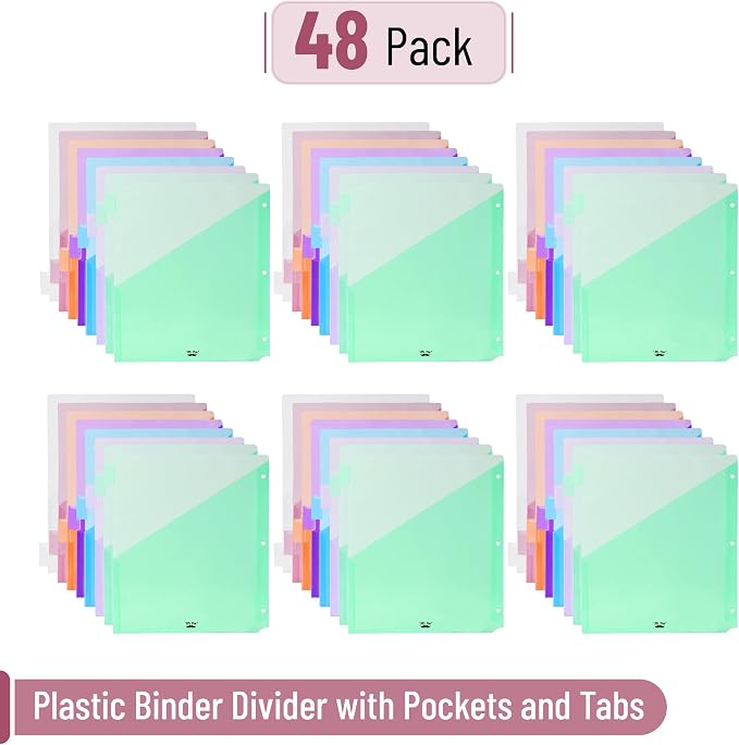 Mr. Pen- Binder Dividers with Pockets and Tabs, 48 Pack | Pastel Color - Image 2