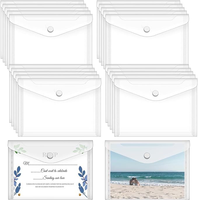 Vmiapxo 20 Pack Stamp and Die Storage Pockets, Reusable Small Plastic Envelopes by Vmiapxo
