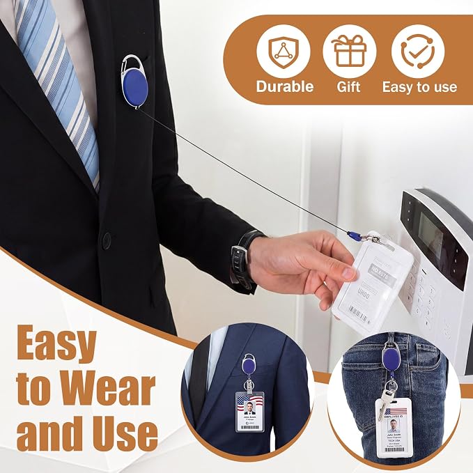 Laumoi 80 Pcs Retractable ID Badge Holder Name ID Badge Reel Clips Keychain - Image 4