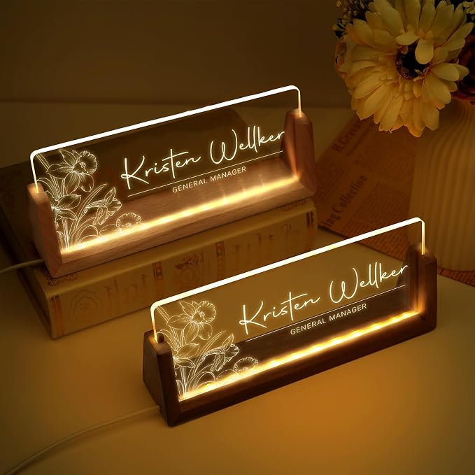 Custom Name Plate for Desk, Personalized Light Up Acrylic Desk Name Plate - Image 5