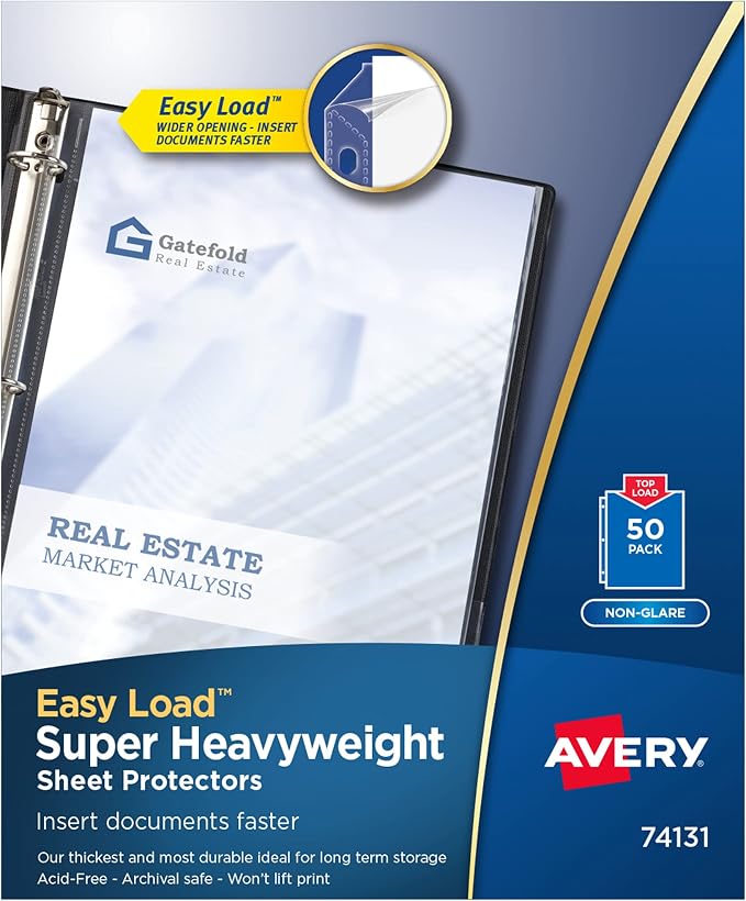 Avery Clear Super Heavyweight Sheet Protectors, Easy Load, 50 Document by Avery