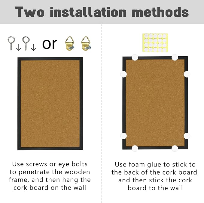 OWLKELA 2 Pcs Cork Board, 17.7"X 13.3" Bulletin Board, Vision Board, Notice Pin - Image 5