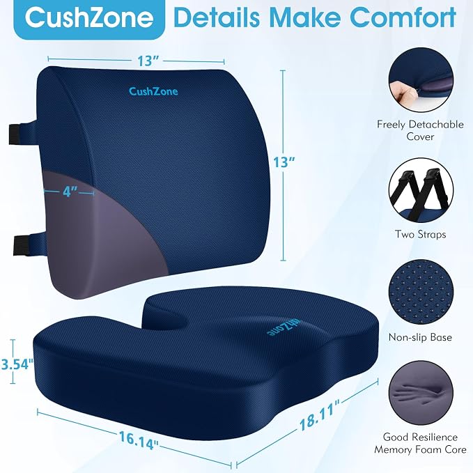 CushZone Seat Cushion, Lumbar Support Pillow - Image 6