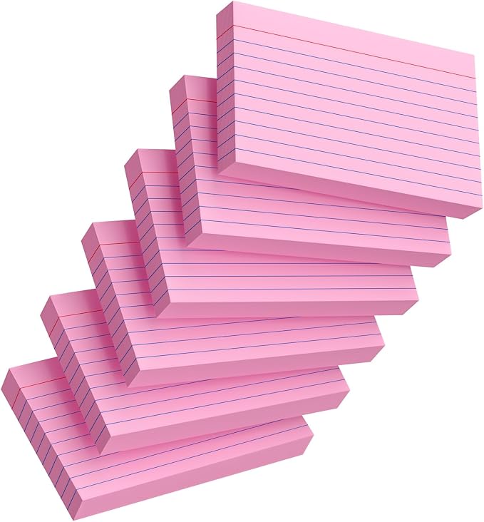 Index Cards 3x5 Inch, Flash Cards, Ruled Lined Pink Note Cards Paper by Ciphyfee