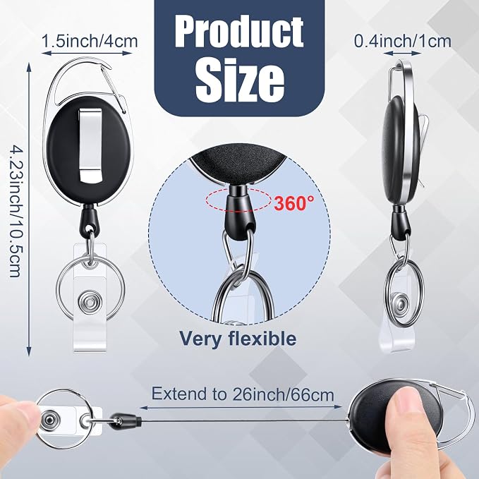 Honoson 170 Pcs Heavy Duty Retractable Badge Reels Batch ID Badge Holder - Image 2